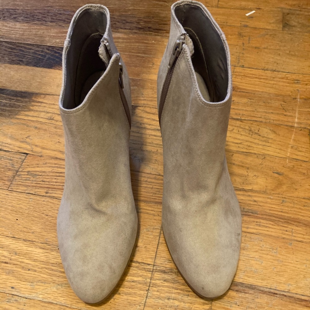 Beige suede booties